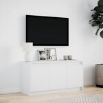 vidaXL Meuble TV avec LED blanc 100x34x50 cm bois d'ingénierie