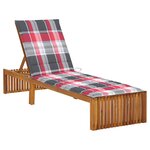 vidaXL Chaise longue avec coussin Bois d'acacia solide