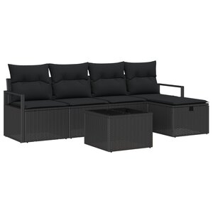 vidaXL Ensemble de 6 Canapés de Jardin avec Coussins Noir Rattan Synthétique