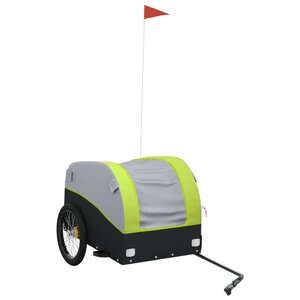 vidaXL Remorque de vélo noir et vert 45 kg fer