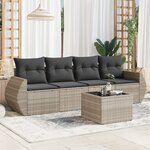 vidaXL Salon de jardin 5 Pièces avec coussins gris clair résine tressée
