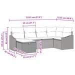 vidaXL Ensemble de 6 canapés de jardin avec coussins noir et poly rattan