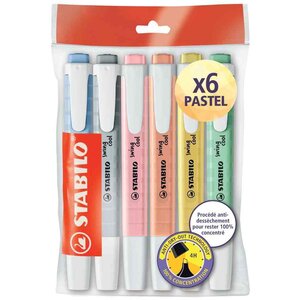 Surligneur swing cool PASTEL Ecopack de 6 STABILO