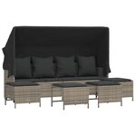 vidaXL Salon de jardin 5 Pièces avec coussins gris résine tressée
