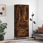 vidaXL Buffet haut Chêne fumé 69 5x34x180 cm Bois d'ingénierie
