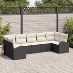 Ensemble 7 pièces canapé de jardin vidaXL avec coussins Noir Poly Rotin
