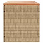 vidaXL Boîte de rangement de jardin beige résine tressée bois d'acacia