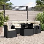 vidaXL Salon de jardin 6 Pièces avec coussins noir résine tressée