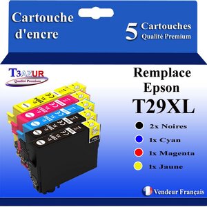 T3AZUR- 5x Cartouches Compatibles Epson T2991 T2992 T2993 T2994 T29XL 29 XL(série Fraise)
