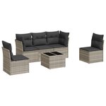 vidaXL Salon de jardin 6 Pièces avec coussins gris clair résine tressée