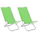 vidaXL Chaises de plage pliables 2 Pièces Vert Tissu