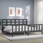 vidaXL Cadre de lit avec tête de lit gris 200x200 cm bois massif