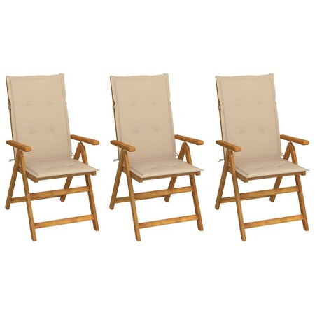 vidaXL Chaises pliables de jardin lot de 3 avec coussins Bois d'acacia