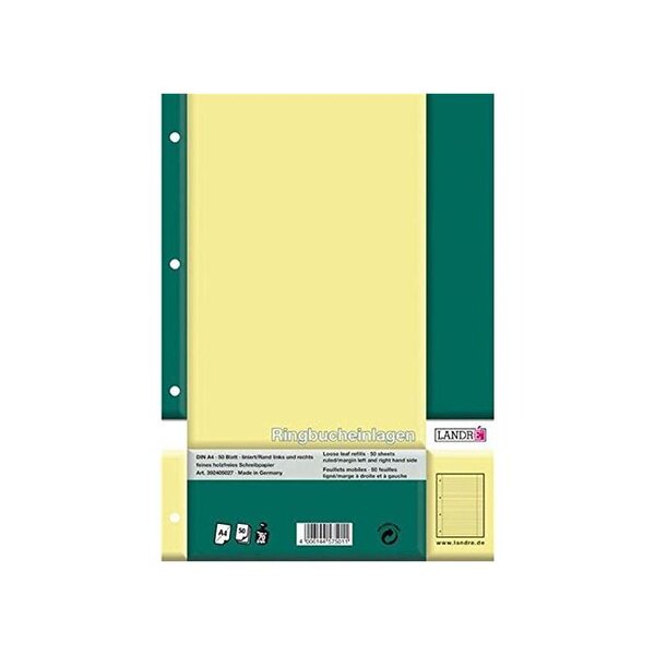 Pqt de 50 Feuillets mobiles PRO TERRA 70g A4 ligné perforé 2 marges LANDRÉ