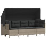 vidaXL Salon de jardin 5 Pièces avec coussins gris clair résine tressée