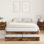 vidaXL Cadre de lit de rangement Chêne fumé 135x190 cm