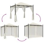 vidaXL Tonnelle avec parois en filet crème 2 93x2 93 m acier