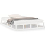 vidaXL Cadre de lit Blanc 140x190 cm Bois massif