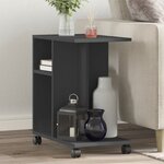 vidaXL Table d'appoint avec roues noir 50x30x55 cm bois d'ingénierie