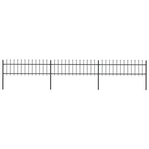 vidaXL Clôture de jardin avec dessus en lance Acier 5 1 x 0 6 m Noir