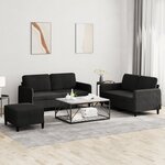vidaXL Ensemble de canapés 3 Pièces noir velours