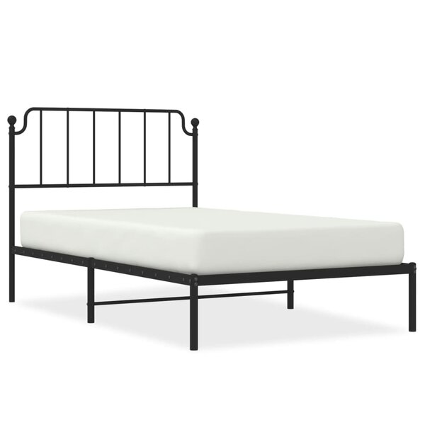vidaXL Cadre de lit métal avec tête de lit noir 107x203 cm