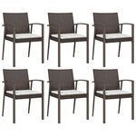 vidaXL Chaises de jardin coussins lot de 6 marron 56 5x57x83 cm rotin