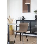 2 chaises de salle à manger en fourrure artificielle marron pieds noirs