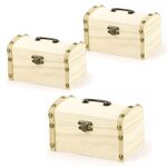 3 coffres de pirate en bois à décorer 8 x 8 x 13 cm