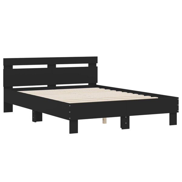 vidaXL Cadre de lit avec tête de lit noir 120x190 cm bois d'ingénierie