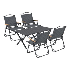 Set de table et 4 chaises de camping tissu Oxford 600D gris 03_0010695