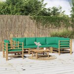 vidaXL Salon de jardin 7 Pièces avec coussins vert bambou