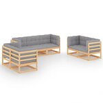 vidaXL Salon de jardin 7 Pièces avec coussins Bois de pin massif