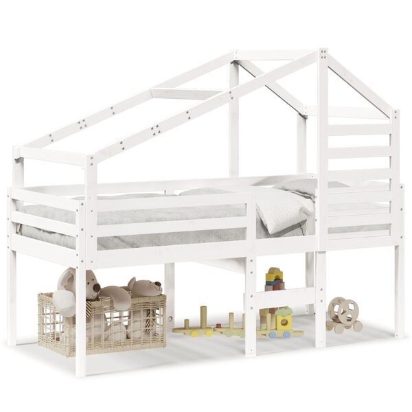 vidaXL Lit haut avec toit blanc 80x200 cm bois de pin massif