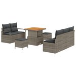 vidaXL Ensemble de canapés de jardin 8 pièces avec coussins gris en rotin