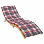vidaXL Coussin de chaise longue à carreaux rouge 200x70x3 cm