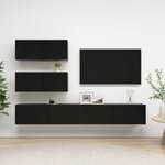 vidaXL Ensemble de meuble TV 4 Pièces Noir Bois d'ingénierie