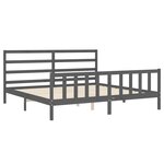 vidaXL Cadre de lit avec tête de lit gris 200x200 cm bois massif
