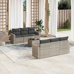 vidaXL Salon de jardin avec coussins 7 Pièces gris clair résine tressée