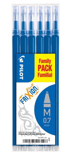 Set de 6 recharges frixion ball bls-fr7 bleu x 12 pilot
