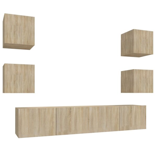 vidaXL Ensemble de meubles TV 6 Pièces Chêne sonoma Bois d'ingénierie