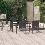 vidaXL Ensemble à manger de jardin coussins 7Pièces Noir Résine tressée