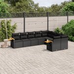 vidaXL Salon de jardin 9 Pièces avec coussins noir résine tressée