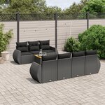 vidaXL Salon de jardin 8 Pièces avec coussins noir résine tressée