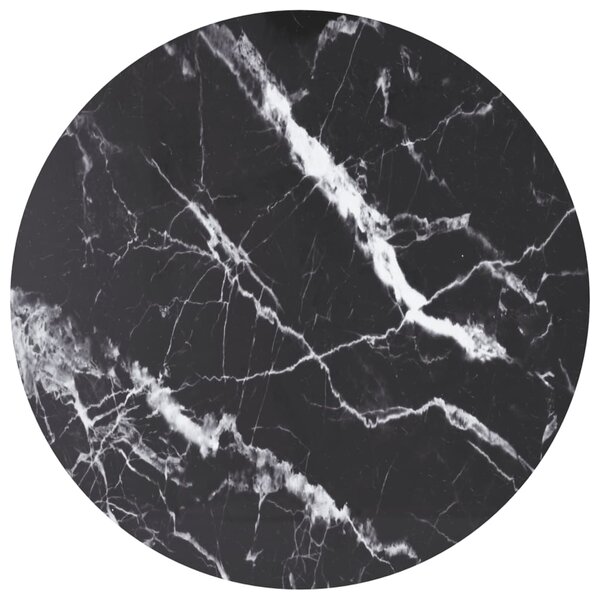 vidaXL Dessus de table noir Ø90x1 cm verre trempé avec design marbre