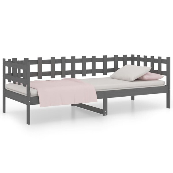 vidaXL Lit de jour Gris 90x200 cm Bois de pin massif
