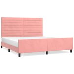 vidaXL Cadre de lit avec tête de lit Rose 160x200 cm Velours