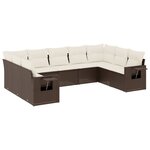 vidaXL Salon de jardin avec coussins 9 Pièces marron résine tressée