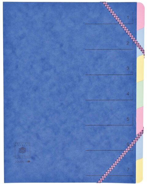 Trieur 7 onglets CL 7/10ème Dos extensible à élastiques Rubriques imprimées Coloris Al... COUTAL