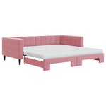 vidaXL Lit de jour avec lit gigogne et matelas rose 100x200 cm velours